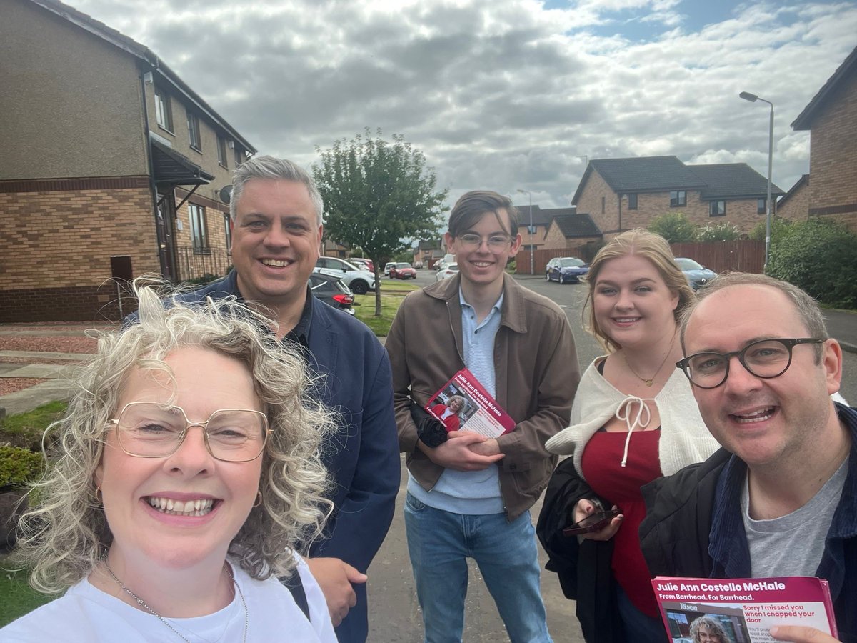 PFOKane's tweet image. Great day on the doors with Julie Ann Costello McHale - so many conversations with folk who know Julie Ann and are pleased to be able to support the only Barrhead candidate.
She cares because Barrhead is home not just another town to roll into for a political opportunity.