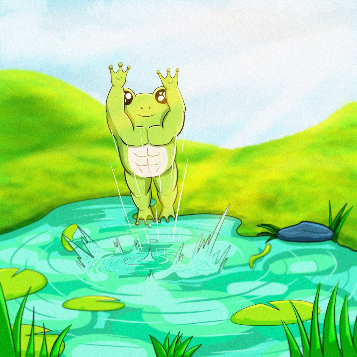 The Pond is heating up, the ice has melted ☀️

Frabs jumps out of hibernation! 

Frog with abs on abs is back!

Ribbit 🐸