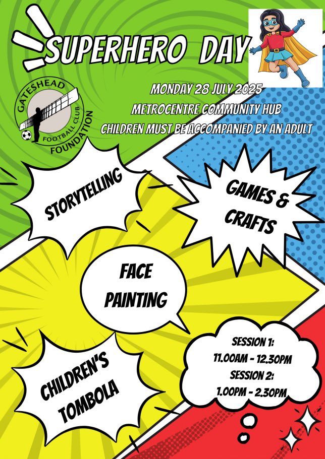 GheadFoundation's tweet image. Who’s joining us on Monday at the Metrocentre for some super hero fun. No need to book.
