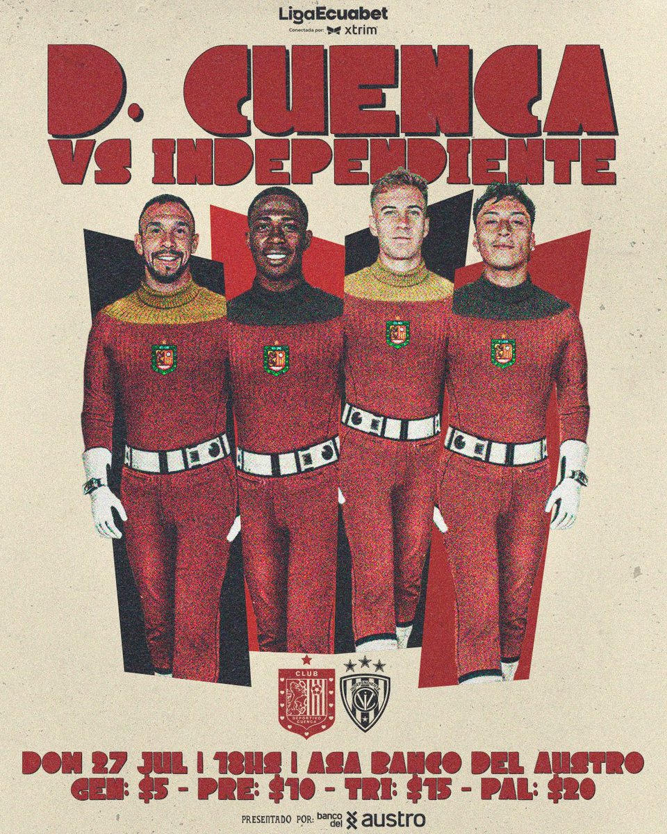 🚨 ¡ATENTOS, HINCHAS ROJINEGROS! 🚨
Este domingo hay que dejar la garganta en el ASA 🔥🔴⚫️
¡Tu aliento hace la diferencia!

🗓️ 27 de julio | ⏰ 18H00
⚔️ D. Cuenca vs Independiente
🏟️ ASA Banco del Austro

🎟️ Entradas desde $5
📲 Cómpralas online 👉 acortar.link/f4ytLI

¡Nos