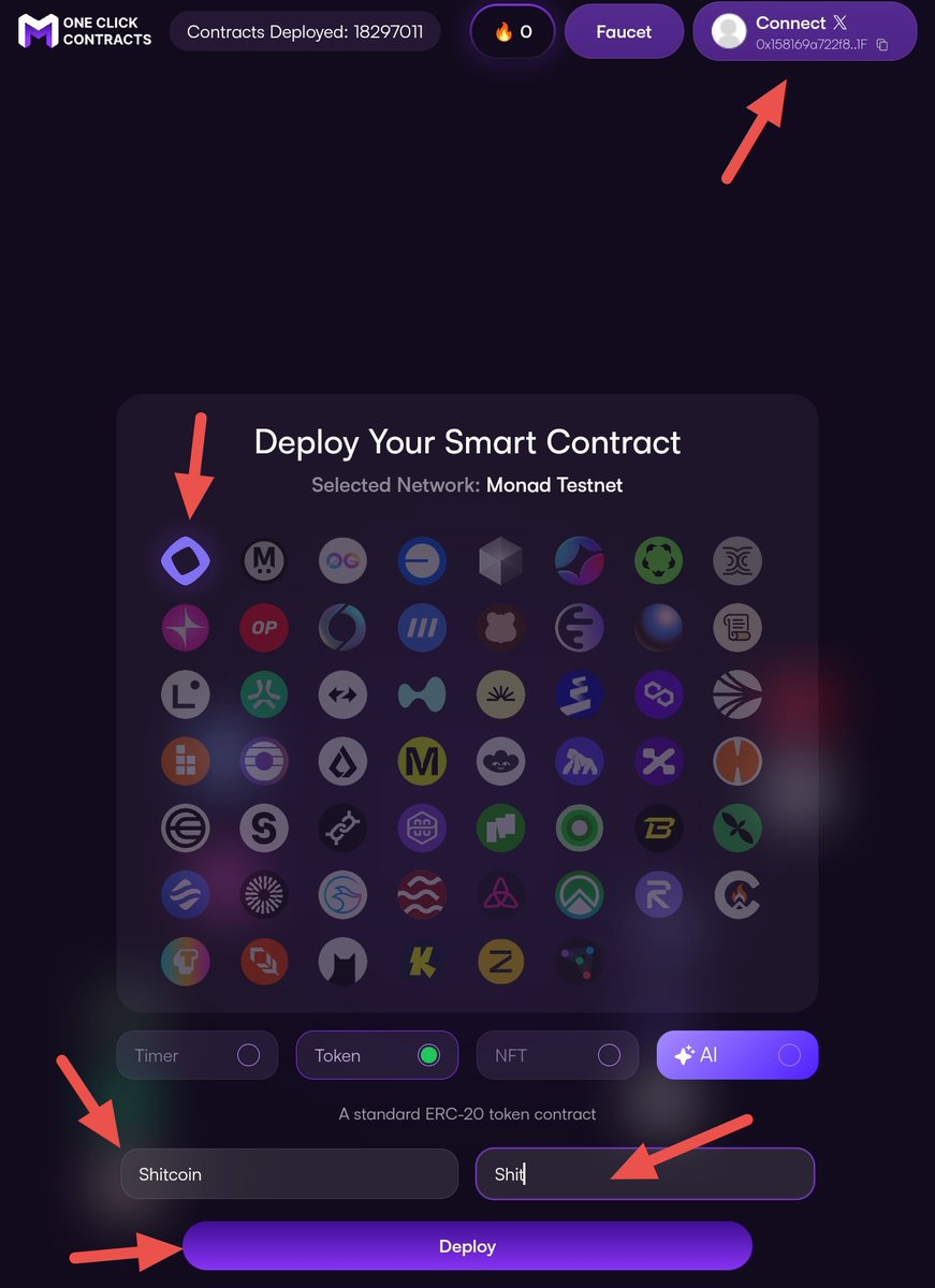 Daily Monad testnet Activities 🪂

Real users click no matter what and don't listen to the 100B supply noise

Deploy a contract 👇

👉 Go to: contracts.mintair.xyz

➖ Connect wallet

➖ Select Monad

➖ Set token name and ticker

➖ Deploy the token

➖ Upload any image on