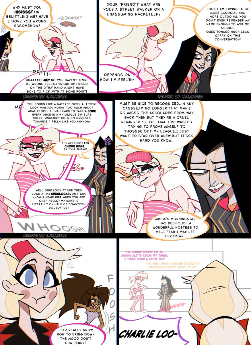 migeulo_o's tweet image. “Sleep on it” pg 10&11
#HazbinHotel #hazvillehotel #Alastor #AngelDust #niffty #charliemorningstar #vaggie #chaggie #radioapple #huskerdust #art