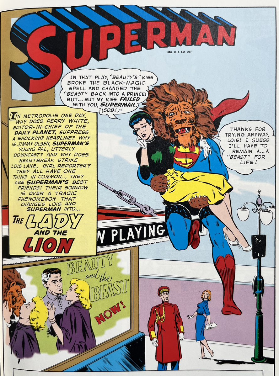 PowerCosmic13_'s tweet image. Lois Lane shows that love is love in this classic tale of Superman, Circe, and lionizing our heroes in “The Lady and the Lion” from Action Comics #243. The lion head looks so different from the rest of the art in this strip. Wayne Boring did a great job!