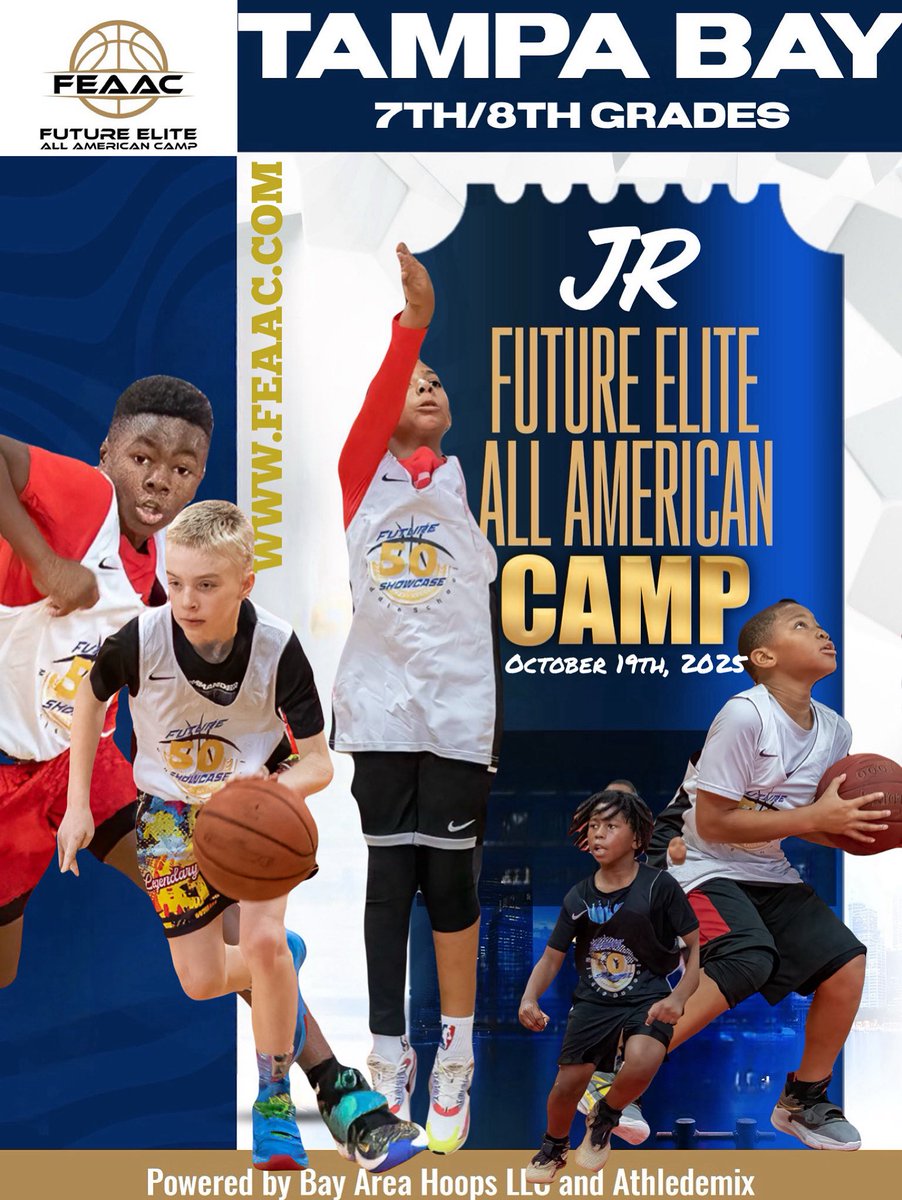 FEAACamp's tweet image. Tampa Bay MS Future Elite All-American Camp (FEAAC) #Future50 @BayAreaHoopsfl @bigsmoove07
📍 Location: Tampa Bay, FL & surrounding areas
📆 Dates: October 20th, 2025
🎯 Format: Nomination Only – ONLY 40 PLAYERS will be selected!
🚨Elite Exposure
👉🏾docs.google.com/forms/d/e/1FAI…