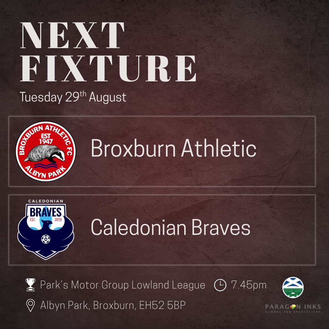 BroxburnAthFC's tweet image. We're back at the Albyn on Tuesday night as we host Caledonian Braves in our second league match of the season.