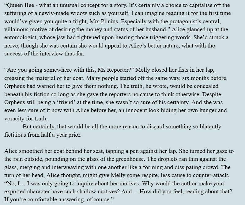 writign a small scene
i call this "melly crashes out"
because i like it when my favourites suffer
involves accomplice theory and while i believe in accomplice theory, this fic for the moment is only canon adjacent, not compliant
so yay