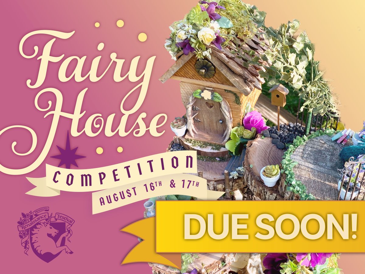 The clock is ticking…will your fairy house be chosen?🧚‍♀️ Enter the Fairy House Competition by Aug 14! Bring your creation to B-Gate on Aug 16/17 before 10AM. All creators get a free Festival ticket! 

Register: renaissancefest.com/contests/

#MnRenaissanceFestival #OnlyAtMNRF #Huzzah