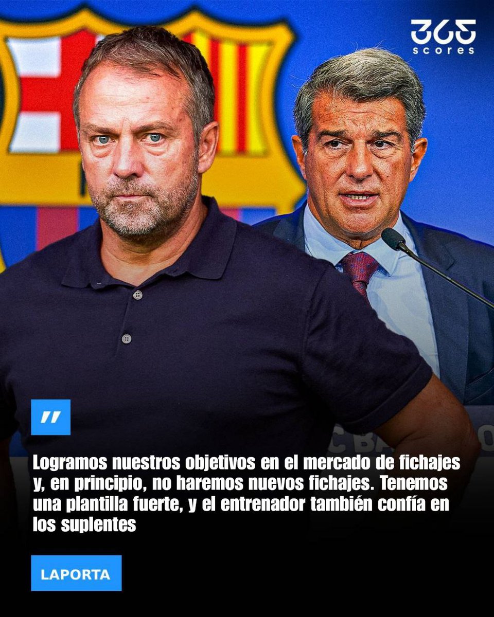 CONFIANZA🤯👏🏼🔥

En medio de un mercado de fichajes marcado por la incertidumbre financiera y las limitaciones del fair play, el Barcelona parece haber cerrado filas. Desde la dirigencia aseguran que el club logró cumplir con los objetivos que se había propuesto, incorporando las