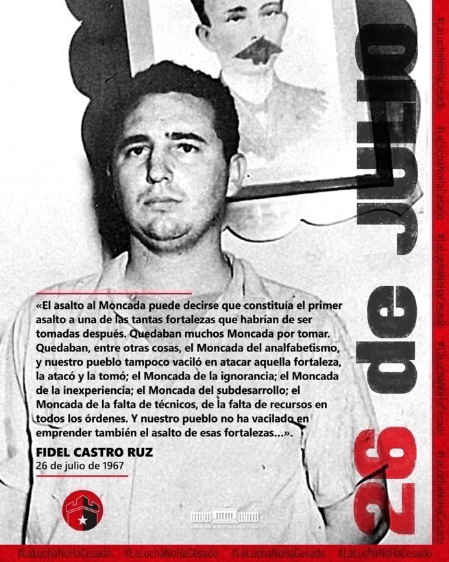 AnayansiRCamejo's tweet image. #FidelPorSiempre : “El Moncada nos enseñó a convertir los reveses en victorias (...) nos mostró el valor de una doctrina, la fuerza de las ideas y nos dejó la lección permanente de la perseverancia y el tesón en los propósitos justos. Nuestros muertos heroicos no cayeron en vano&quot;