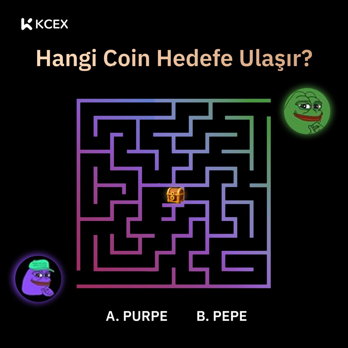 🎯Cumartesi akşamı #KCEX ’te oyunu zamanı!
Sence hangisi hedefe ulaşacak? 
🟣 $PURPE mi? 🟢 $PEPE mi?

Cevabını yorumlara bırak! 👇