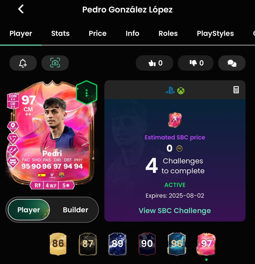FUT_Ranks's tweet image. 🚨 6pm Content Update | #FC25
• 🇪🇸 FUTTIES Pedri (87, 89, 90 & 91 Squads)
• 🧬 New LB Evolution
• 🎁 85 x 5 Pack (Repeatable 5x)
#FUTTIES #FCUltimateTeam #FIFA25 #6pmContent #Pedri #FUTUpdates