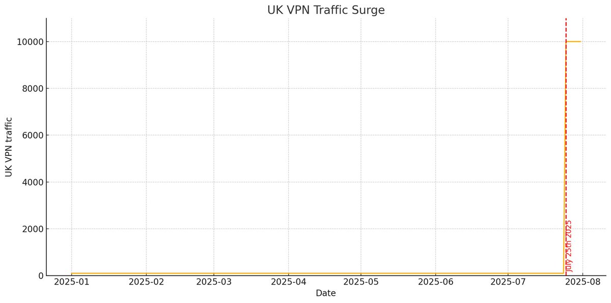 Visual representation of encrypted VPN traffic in the UK during 2025.

*Chart is not real data*