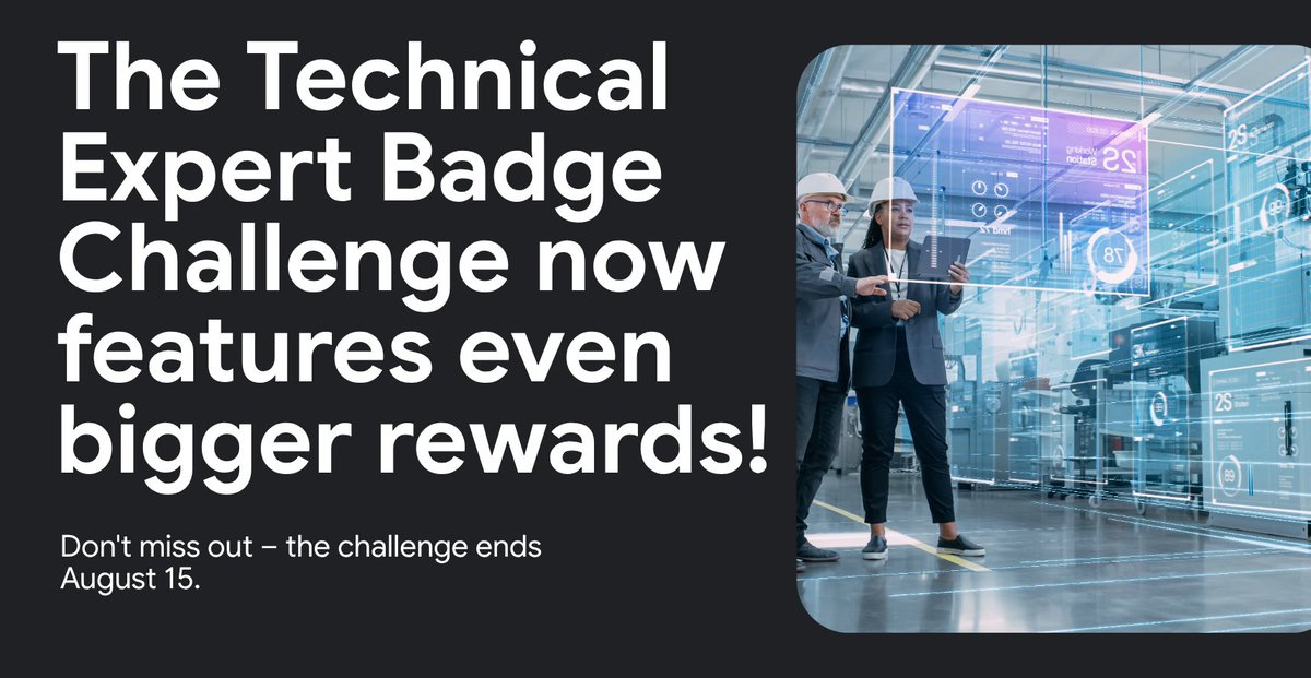 gcloudpartners's tweet image. 🚀 The Technical Expert Badge Challenge is on, and the rewards are bigger than ever. The more badges you earn, the bigger the reward. Check out the even more ways to earn Google swag! The challenge ends August 15. Register now → goo.gle/tech_expert.