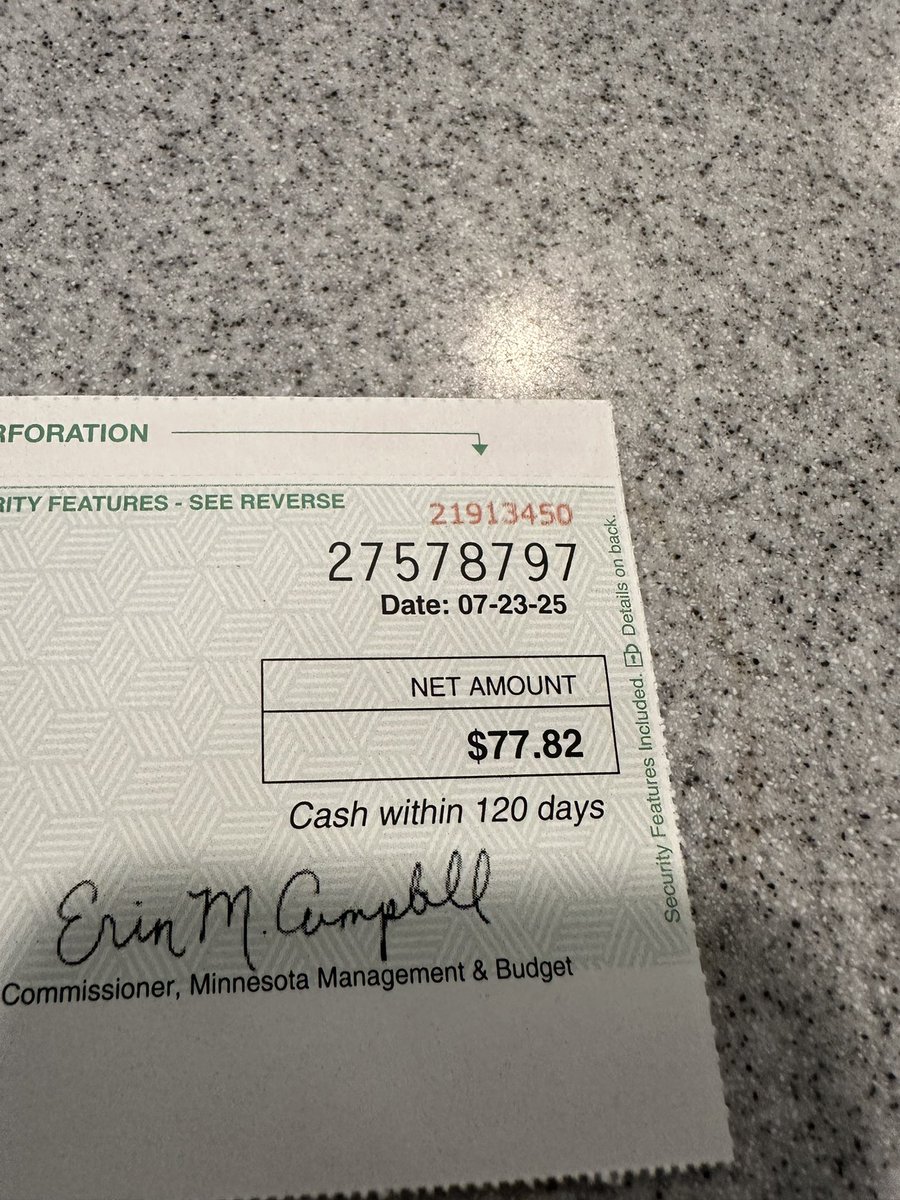 brianbell7's tweet image. Got my check for jury duty. Parking was $111