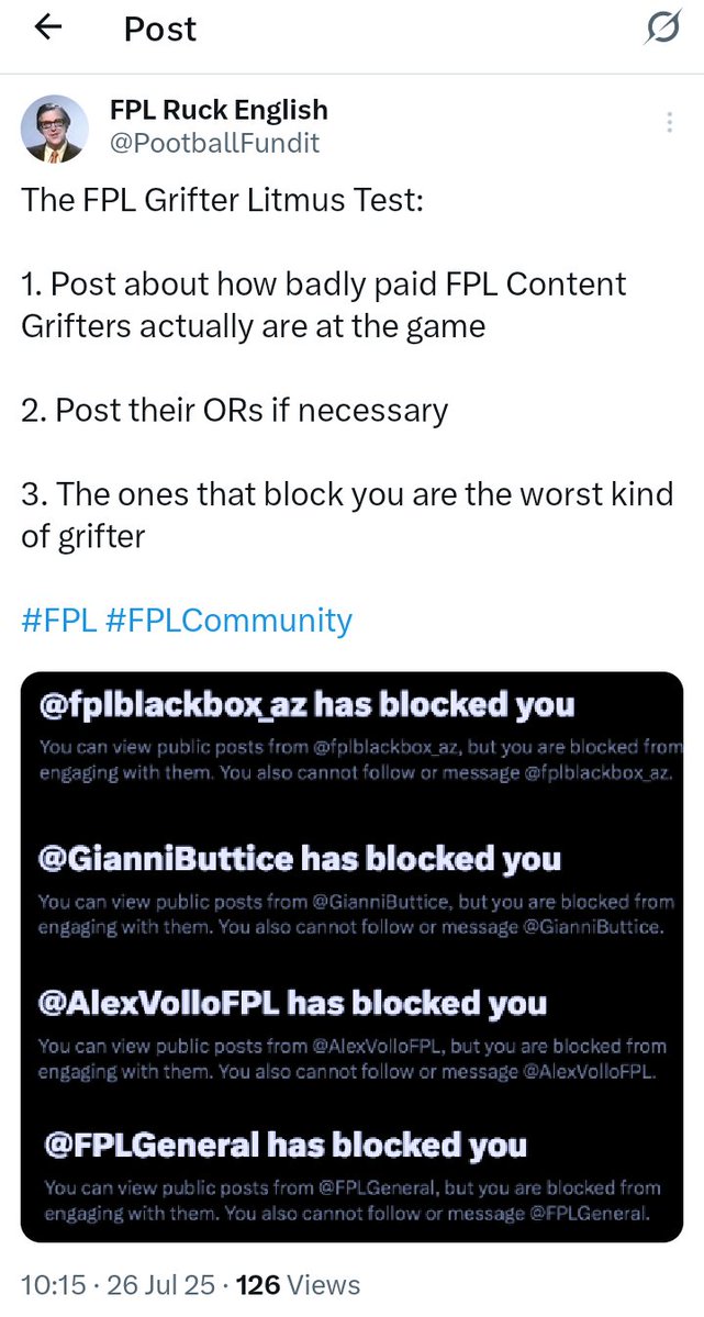 FPL_Bateman's tweet image. Today on #FPL X:
- @FFScout claims @fplblackbox_az is a "generational talent"
- poll: 13% think Az is a FPL "expert"
- @_TalkFPL: "Muñoz is a triple threat"
- @PootballFundit examines how some content creators react to having their FPL pedigree questioned (below)