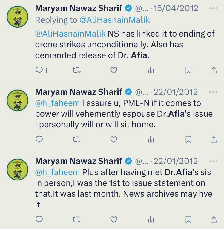 RebelByThought's tweet image. اس سارے معاملے میں مریم نواز کو مت بُھولیں
مریم نواز نے بھی خوب عافیہ صدیقی کا نام بیچا ہے۔ 2012 میں یہ نعرے لگایا کرتی تھیں کہ میں عافیہ صدیقی کے لیے خود آواز اٹھاؤں گی ورنہ گھر بیٹھ جاؤں گی۔
آج ان کی حکومت نے عافیہ کے معاملے پر کیا شرمناک موقف اختیار کیا ہے وہ سب کے سامنے ہے۔