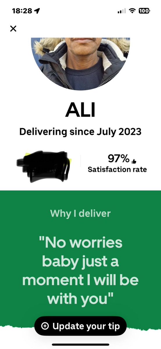 So delivery app in Edinburgh… you would think nothing wrong here… however check the message for driver to Female customer and tell me do you think this is right?