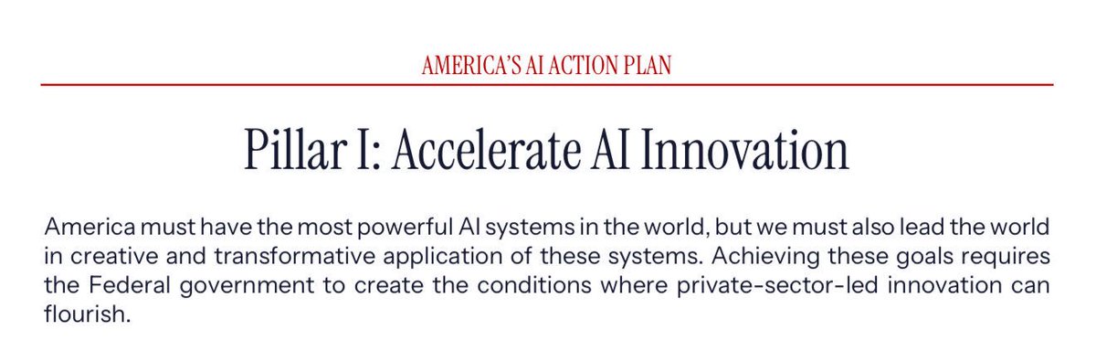 China’s just-released AI Action Plan has a section that drives at a fundamental difference between our approaches to AI: whether the public or private sector should lead in AI innovation.

I like America’s odds of success. 🇺🇸