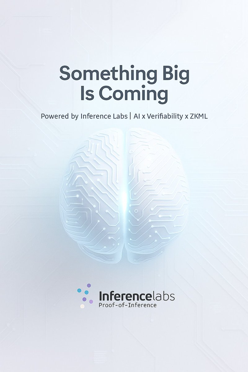 Murtaza Saleem (@murtaza_sal) on Twitter photo 🚀 Something big is on the horizon...
<a href="/inference_labs/">Inference Labs</a> is gearing up to reshape the future of AI with verifiability at its core.
Stay tuned the next chapter starts soon. 💡🤖 #AI #zkML #InferenceLabs #Web3 🚀 Something big is on the horizon...
<a href="/inference_labs/">Inference Labs</a> is gearing up to reshape the future of AI with verifiability at its core.
Stay tuned the next chapter starts soon. 💡🤖 #AI #zkML #InferenceLabs #Web3