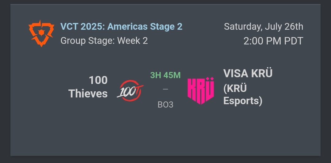 Hoy tenemos la segunda serie del stage 2 vs <a href="/100Thieves/">100 Thieves</a>. Venimos de una semana intensa y productiva de preparación. Esperamos contar nuevamente con su apoyo de siempre ❤️

Vamo <a href="/KRUesports/">KRÜ Esports</a>!