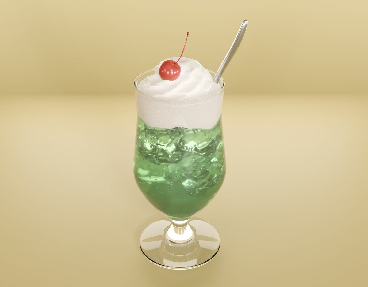 nana_blender's tweet image. 数日間blenderに触れなそうなので
操作を忘れないように
クリームソーダを作っておく🍹
#blender初心者
#blender
#3DCG
