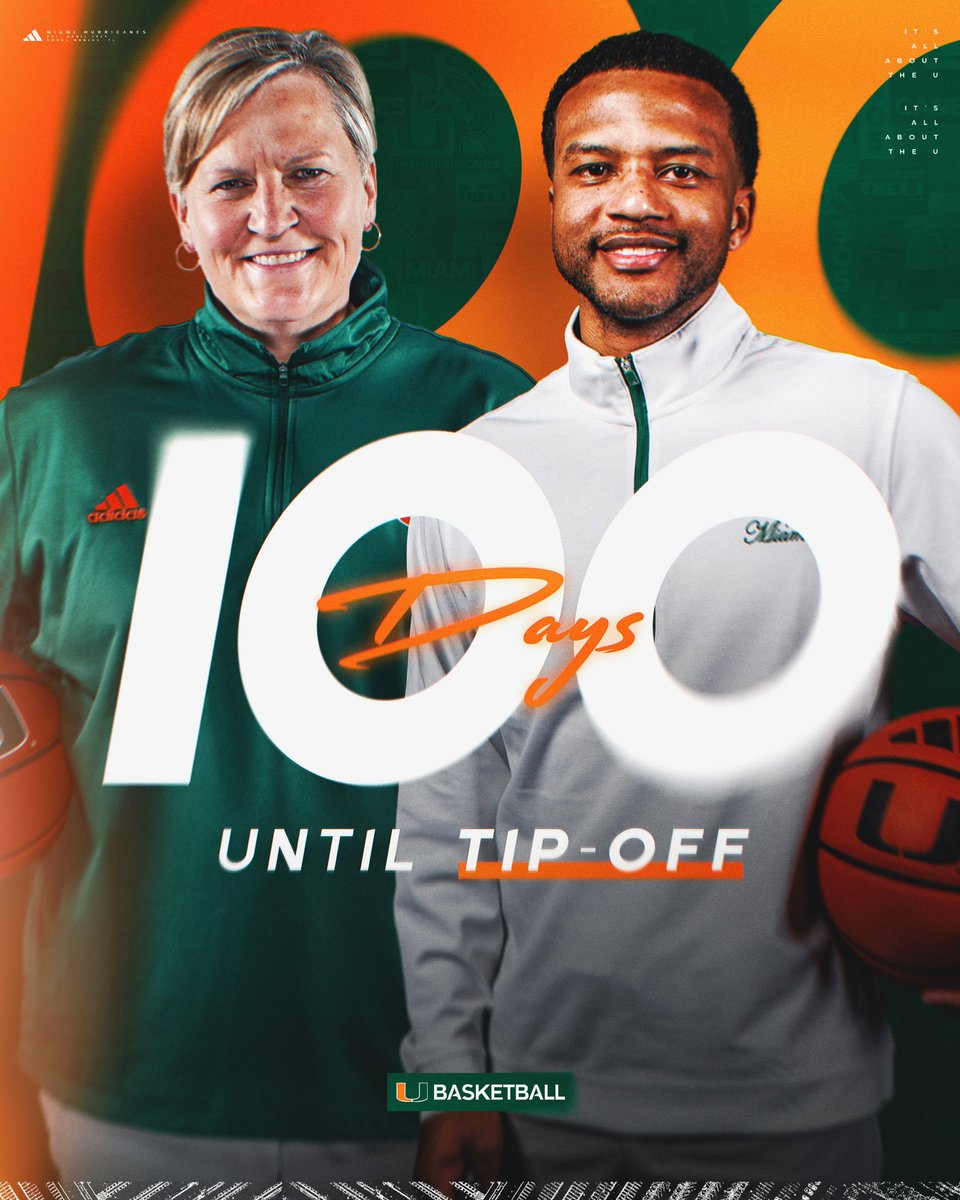 MiamiHurricanes's tweet image. 1️⃣0️⃣0️⃣ days ‘til it’s officially basketball season 👀
Get your tickets now ‼️