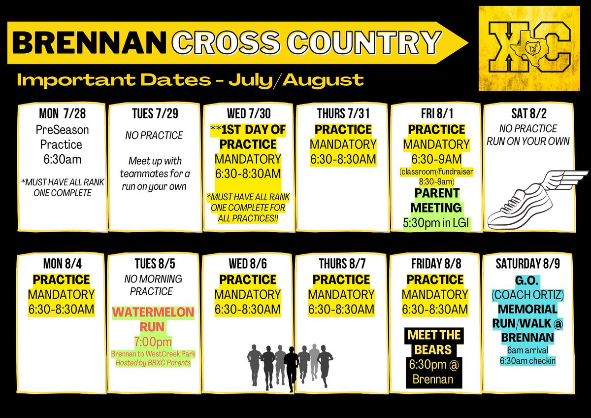 BrennanTrack's tweet image. CROSS COUNTRY 2025 SEASON IS HERE!
If you are interested in BBXC must have current physical, medical history form, & all online RankOne forms.
Come join a competitive family type of program. We develop all levels of student athletes. We aim for our best and to be the best!