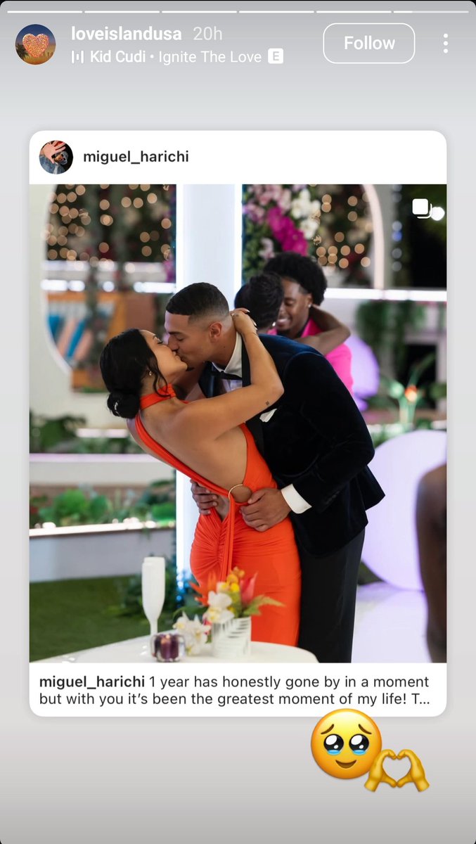 gftsncty's tweet image. Just noticed LIUSA reposted Miguel’s anniversary post lol. Kinda weird seeing this, considering how hard they tried to keep them apart & didn't want them tgt in the villa 🙂↔️