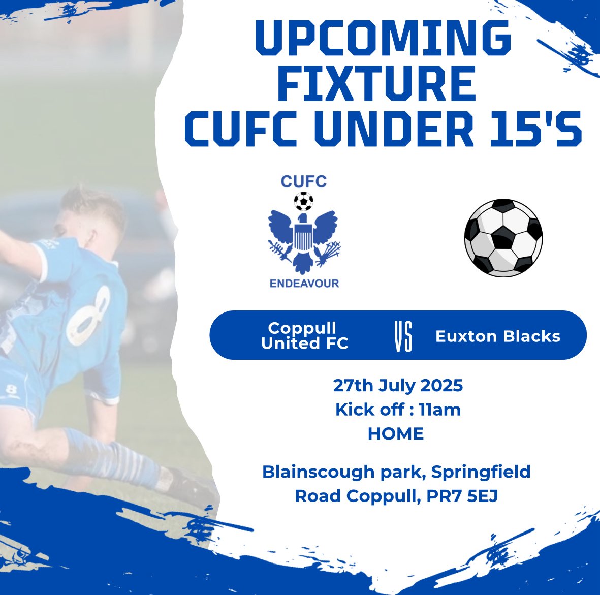 The last of our clubs friendlys will be played tomorrow morning with our under 15s welcoming Euxton Blacks 

11am kick off 

Club will be open from 10.45 am brews at the ready !
