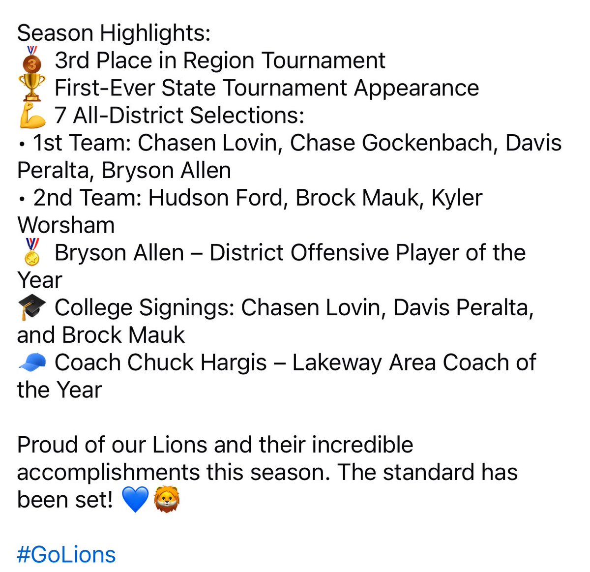 ⚾️ The Lions Baseball team wrapped up their winningest season ever with a 23-14 record!