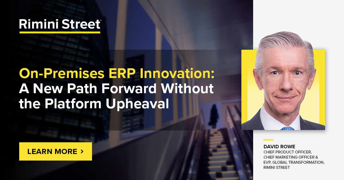 Rimini Street’s CMO, David Rowe, explains how the Rimini Street and ServiceNow, Inc. partnership brings AI to on-premises ERP — without migration or re-platforming ⚙️

Read the blog: bit.ly/4hkzkFe

#RiminiStreet #TransformationWithoutDisruption