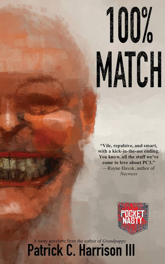WhispPaw's tweet image. Just finished reading 100% Match - perfect short book to get me back into reading again as it’s been far too long. Absolutely bizarre and truly disgusting but I think I’ll have to read more of PC3’s work now 😂