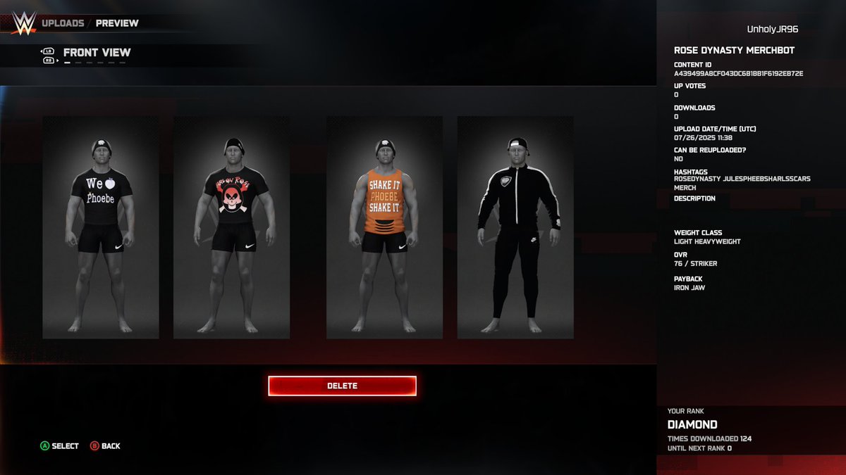 The Rose Dynasty wear for the guys: 
A classic Rose Dynasty shirt 
A Juliette &amp; Scarlett shirt 
A Rose Dynasty Hockey Jersey 
A Rose Dynasty hoodie 
A "We 🍑 Phoebe" shirt 
A Harlow Rose "Born Toxic" shirt 
A "Shake It Phoebe" shirt 
A Rose Dynasty track suit