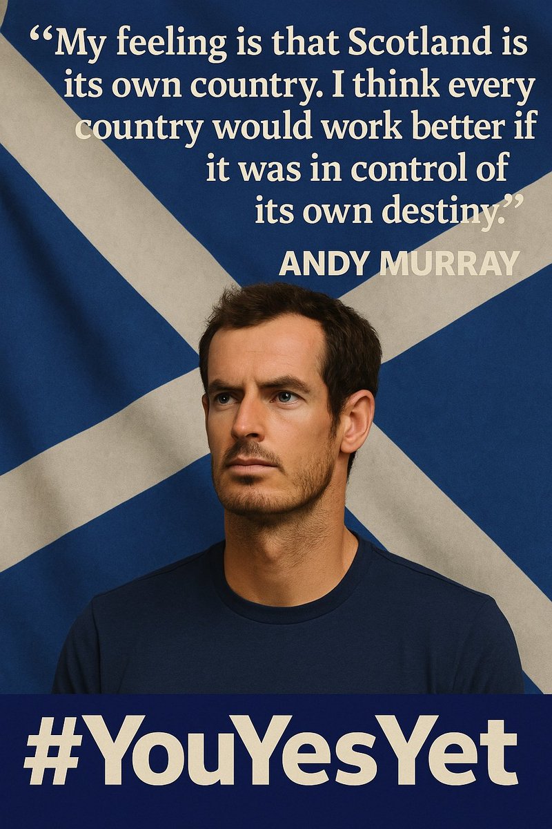 jake (@jakeq9170) on Twitter photo ANDY MURRAY ‘My feeling is that Scotland is its own country. I think every country would work better if it was in control of its own destiny.’
#YouYesYet ANDY MURRAY ‘My feeling is that Scotland is its own country. I think every country would work better if it was in control of its own destiny.’
#YouYesYet
