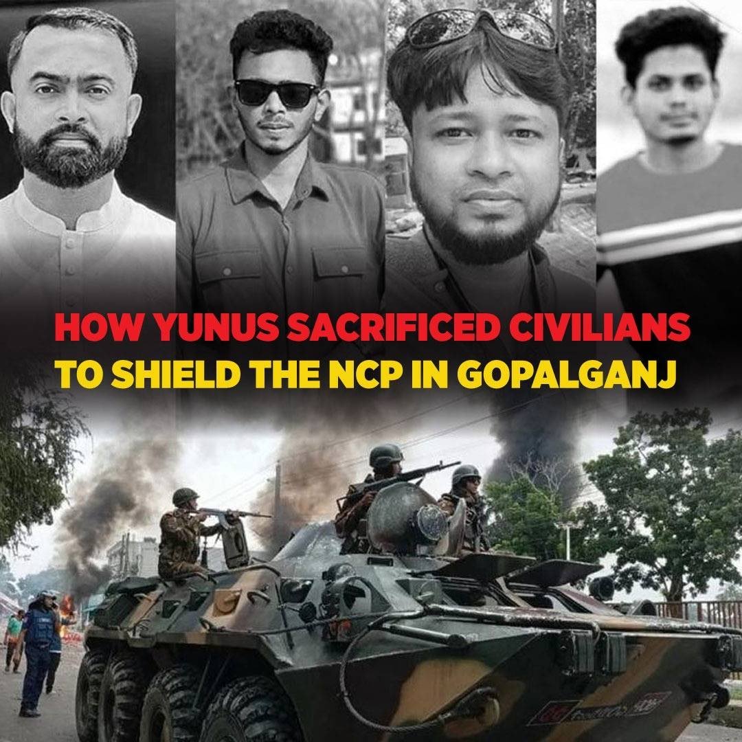 albd1971's tweet image. 🚨 #GopalganjMassacre: Yunus Sacrificed Civilians to Shield the NCP in Gopalganj 🚨
---
@Yunus_Centre, in coordination with the National Citizen Party (@NCP_bd25), orchestrated unrest in #Gopalganj and deliberately used unarmed civilians—mostly women and children—as human shields…