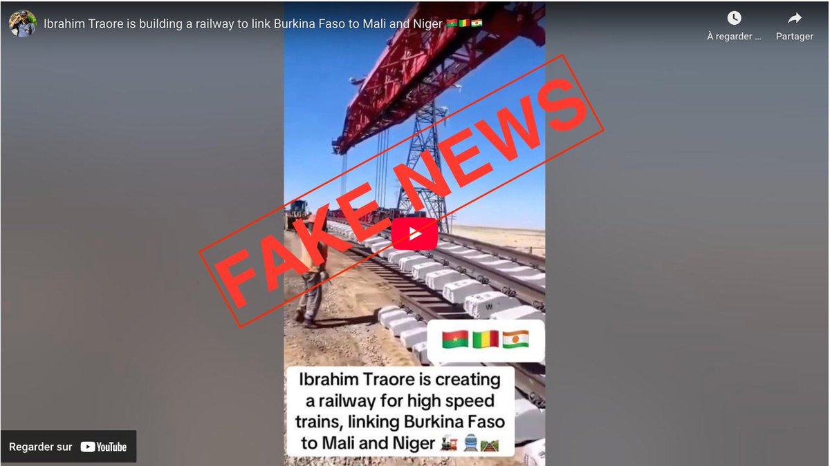 AssoBlogMali's tweet image. Sur les réseaux sociaux, des vidéos prétendent montrer la construction d’une gare ultramoderne au Burkina Faso. Un projet qui serait porté par le capitaine Ibrahim Traoré, mais les images sont détournées.
assoblog.org/non-cette-vide…

#AnKaSègè_Sèguè #Mara_Ni_Kunafoni 
#ABM #Mali