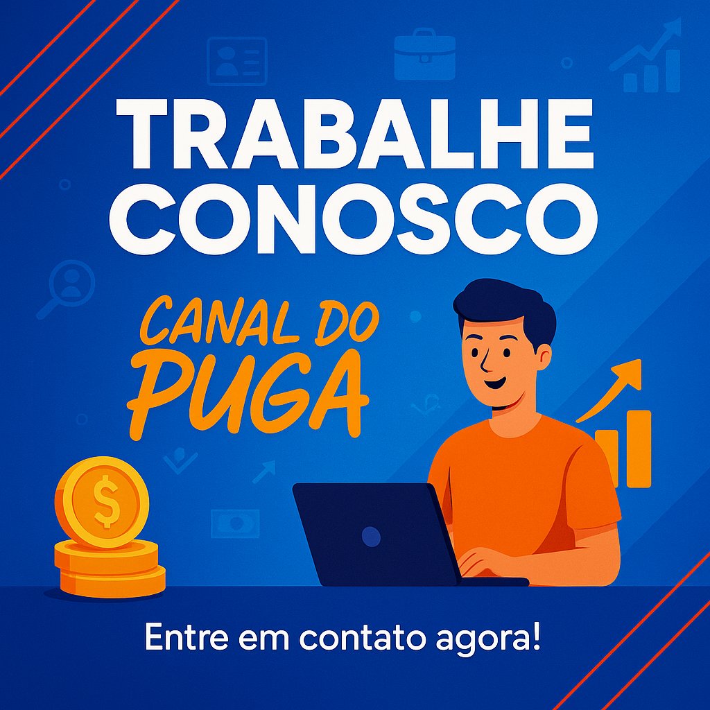 canal_puga's tweet image. Fala pessoal! Estou *montando um time e selecionando algumas pessoas pra trabalhar junto com o site do Canal do Puga e fazer uma *renda extra* de forma simples e online.💰

📲 Interessados me chamem no WhatsApp (14) 99686-1854 e saiba mais!
#afiliados #trabalhoonline #rendaextra