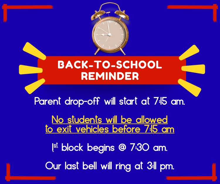We have adjusted some of our times to ensure students receive all of their valuable instructional minutes! See you soon!