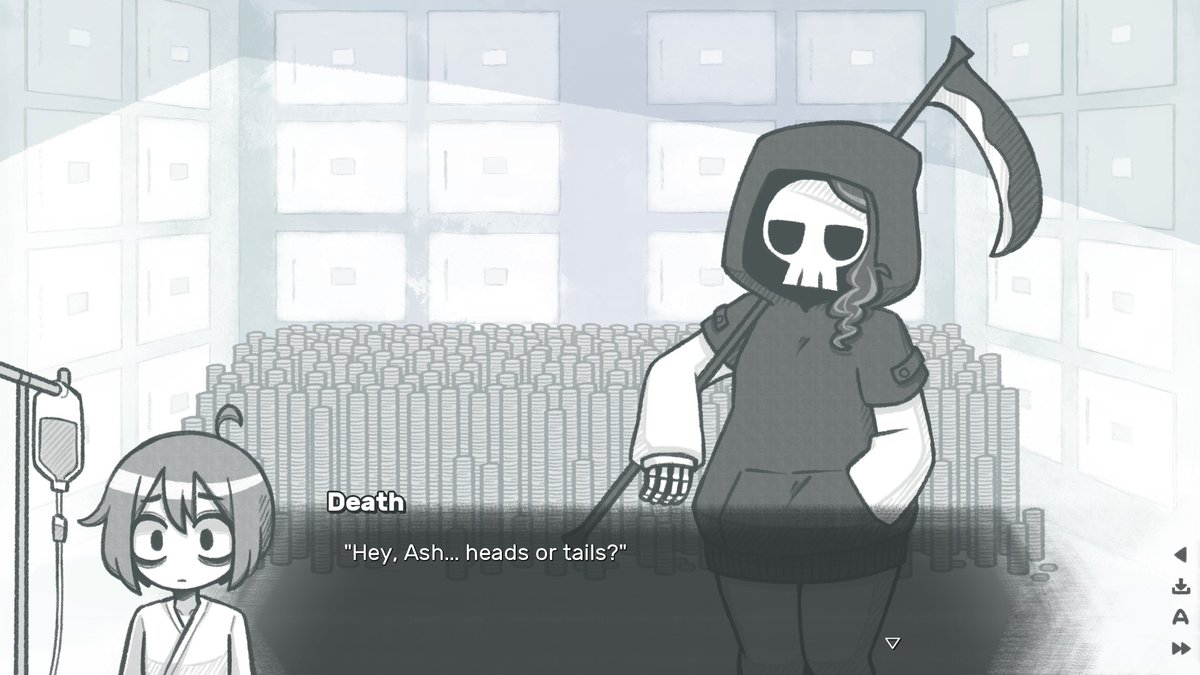 SerenityForge's tweet image. In the afterlife you are faced with Death - a ruthless individual that won’t make things easier for you.
But the more you interact with them, the more you wonder…what’s under the mask?
⏳ Play Return to Ash on Steam: store.steampowered.com/app/3445830/Re…