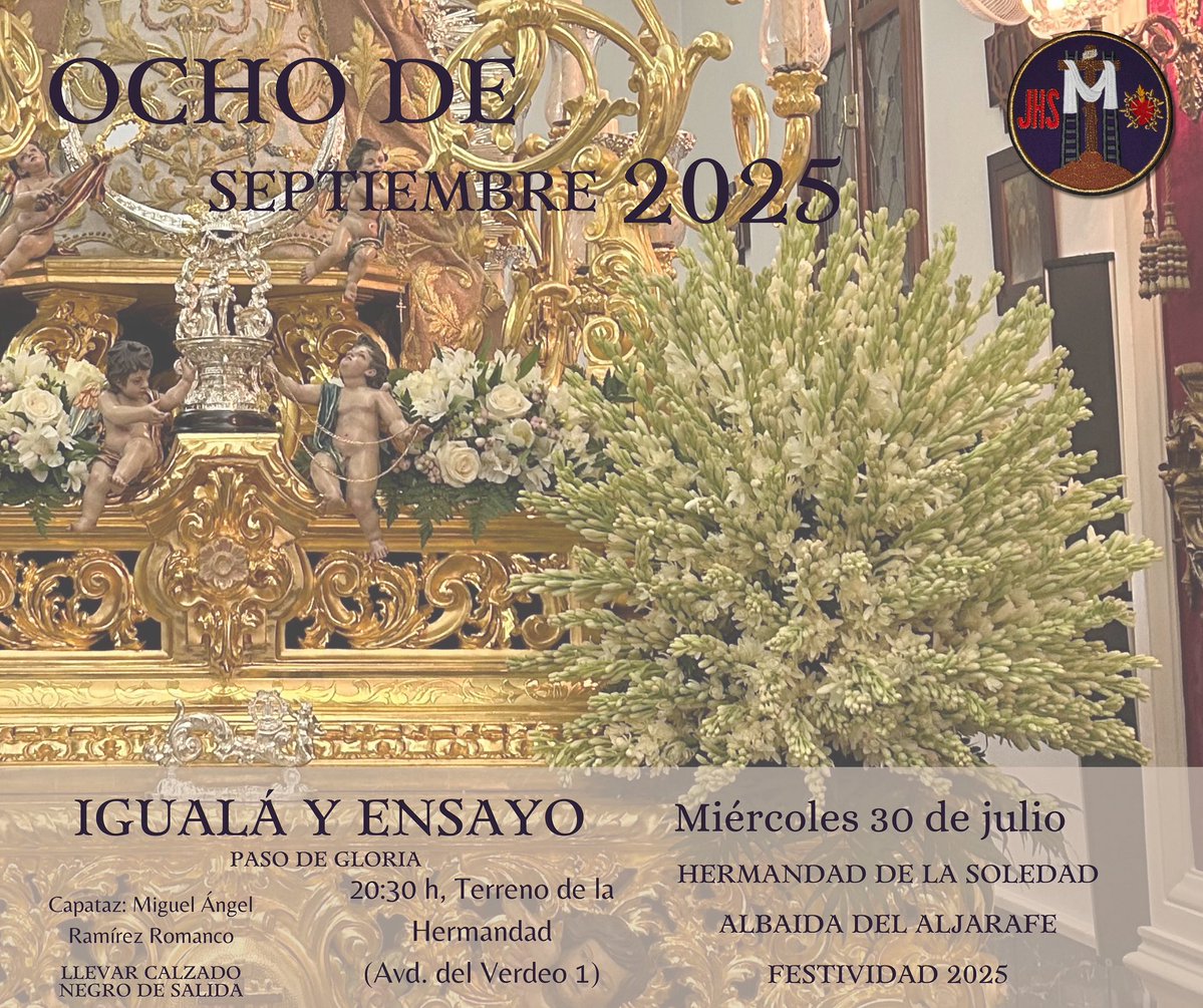 𝐈𝐆𝐔𝐀𝐋𝐀́ 𝐘 𝐄𝐍𝐒𝐀𝐘𝐎 para el ocho de septiembre. Miércoles 30 de julio a las 20:30 horas , en el terreno de la Hermandad.