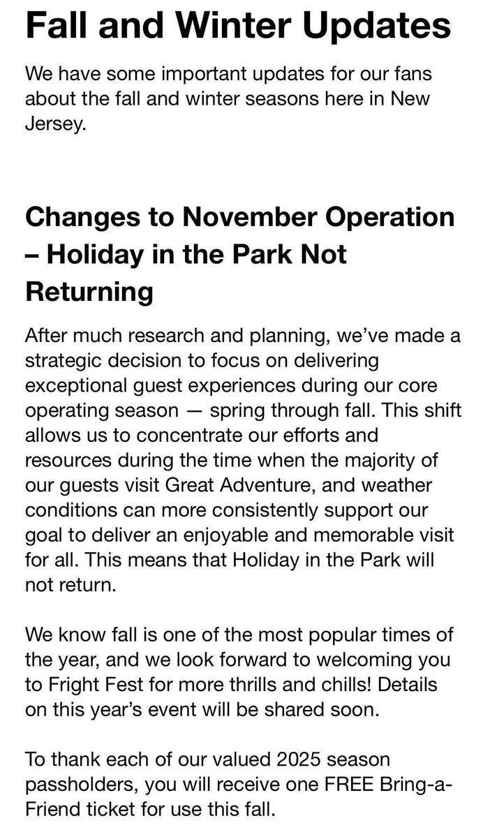 coasterstudios's tweet image. Six Flags Great Adventure has confirmed the Kingda Ka replacement has been delayed to (presumably) 2027. Holiday in the Park will also not be returning.
Sad about both, but understand and appreciate the transparency.