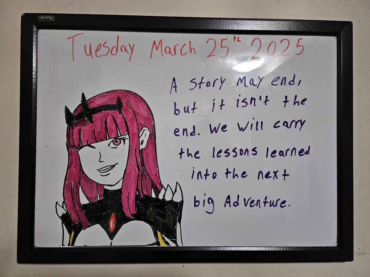 TheAtomicOrphan's tweet image. No new board today. I am sick currently and did not go to work.
So here is an old board Ft. Mori Calliope!
All stories come to an end... but the end just marks the start of a new adventure.
#callillust
(I need to draw a new Calli board soon. I know I can do better.)