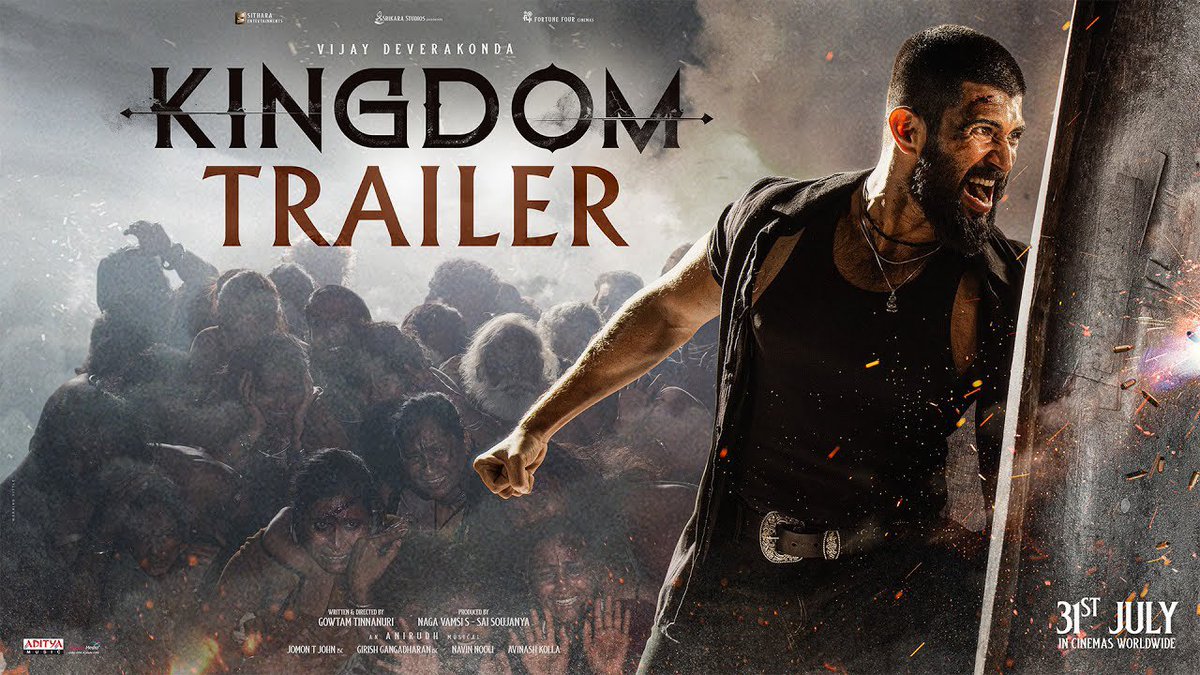 saloon_kada's tweet image. #Kingdom Trailer🔥
Link - youtube.com/watch?v=xqdXSA…
Stars : Vijay Devarkonda - Bhagyashri Borse - Satyadev Kancharana
Music : Anirudh (Jersey)
Direction : Gowtam Tinnanuri (Jersey)
JULY 31 2025 Theatrical Release!!