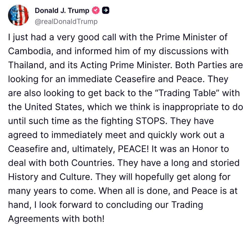 karma2moksha's tweet image. Trump has jumped in Thailand and Cambodia war with his usual Trade deal narrative calling for Ceasefire