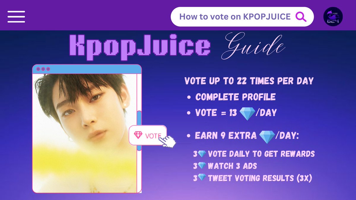 code624team's tweet image. [🗳] 250727 • KPOP Juice 

Have you voted for #SUNOO on Kpopjuice today? If not, vote for him now by clicking the link!
 
🎯 Daily: Top 5
🎯 Total: Top 10

🗳 Vote here : kpopjuice.com/en/member/suno…

#엔하이픈선우 #김선우 #ENHYPEN_SUNOO @ENHYPEN
@ENHYPEN_members