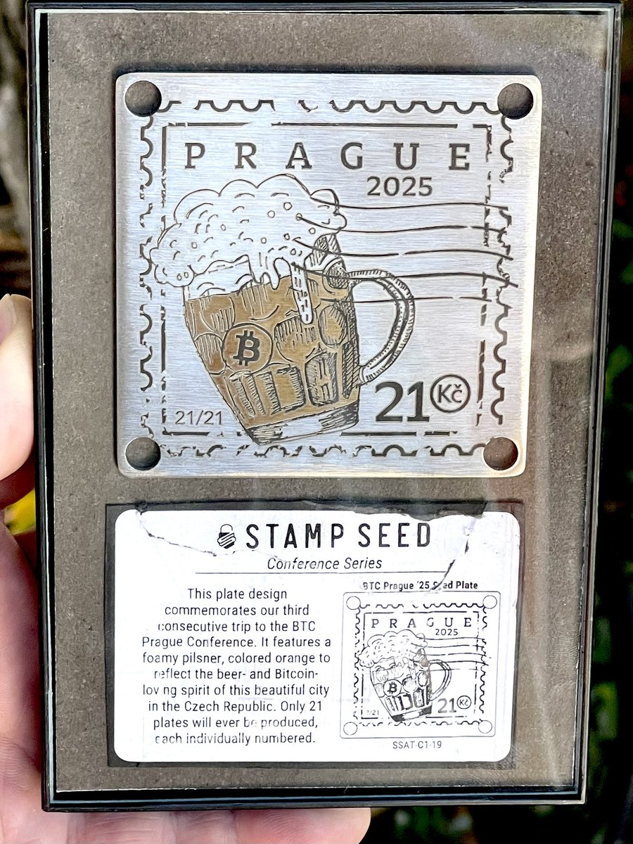 ezCoinAccess's tweet image. So stoked! Just received!
I won a random giveaway from @Stamp_Seed last week and they sent me an even more amazing limited edition titanium plate from Bitcoin Prague 2025!!! Took my whole kit to show off at the bitcoin meetup yesterday!
Thanks guys! You rock!!