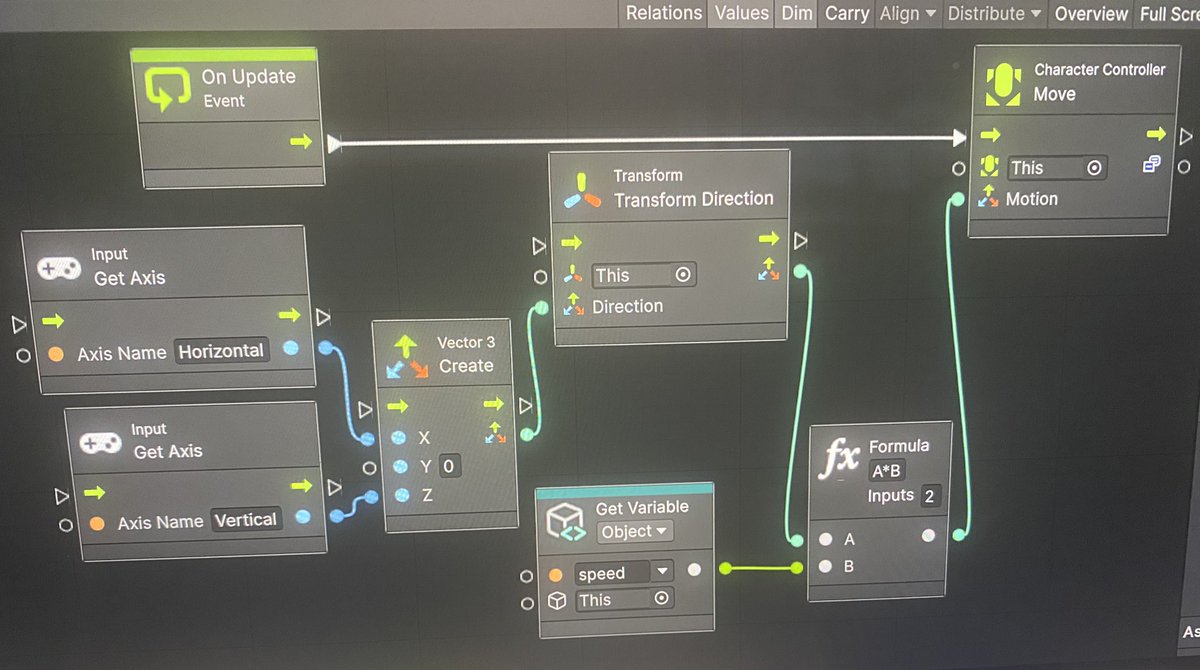 susumukiyam's tweet image. #visualscripting から、CharactorControllerコンポーネント呼べるなら、playerの移動制御も楽よな〜