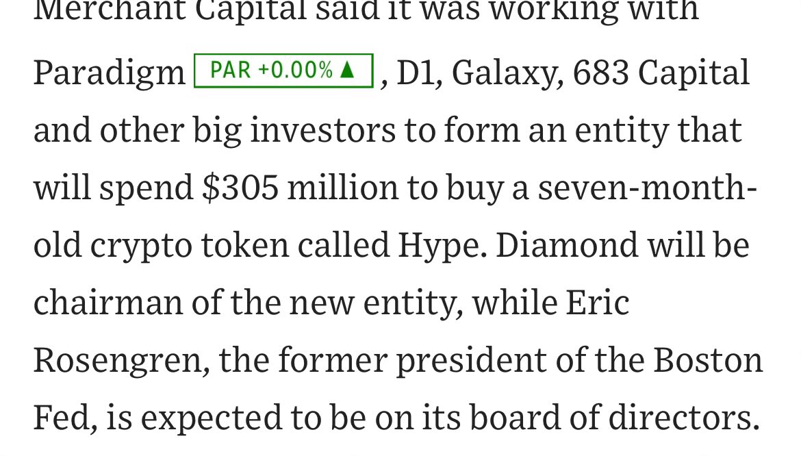PerpFiend's tweet image. The former president of the Boston Fed, @EricSRosengren , is on the board of a $HYPE treasury cia and you’re worried we might not make it to 100?
Higher, much higher