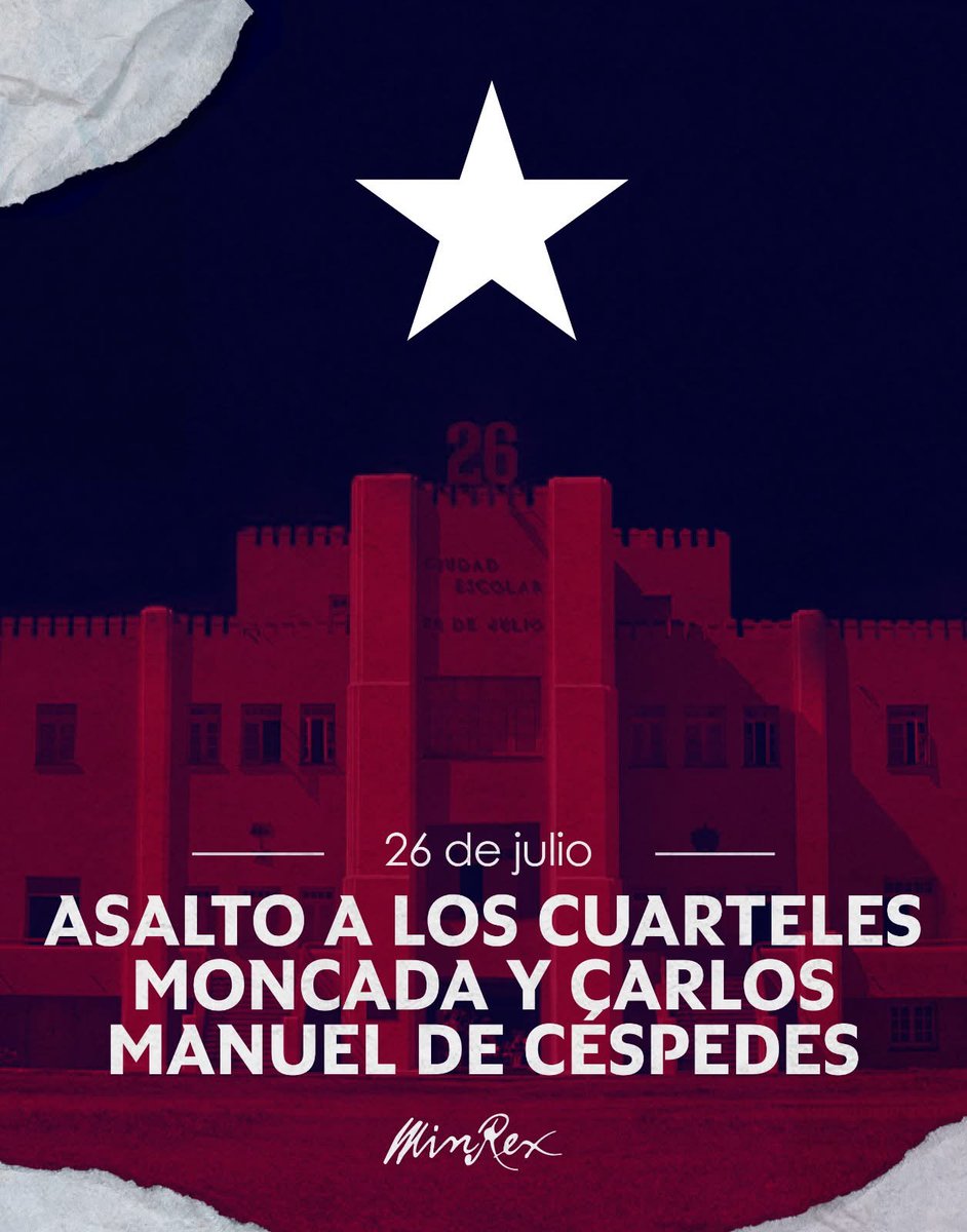 fromalejo's tweet image. Viva el 26 de julio! La sangre de jóvenes virtuosos señaló el camino para la liberación definitiva de la patria. #Cuba tuvo en esa generación el ejemplo de dignidad, soberanía y confianza siempre en la victoria. Hoy el Moncada es ejemplo a seguir  #LaLuchaNoHaCesado