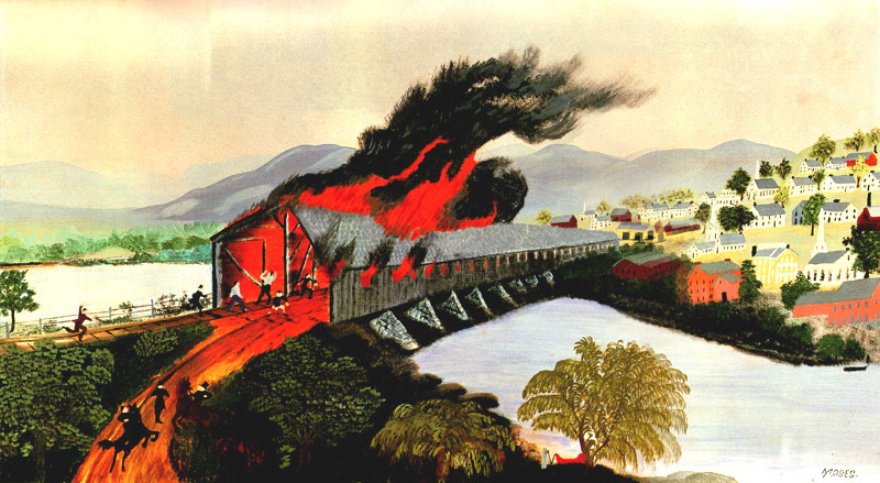 GrandmaMosesBot's tweet image. The Burning of Troy in 1862 wikiart.org/en/grandma-mos…